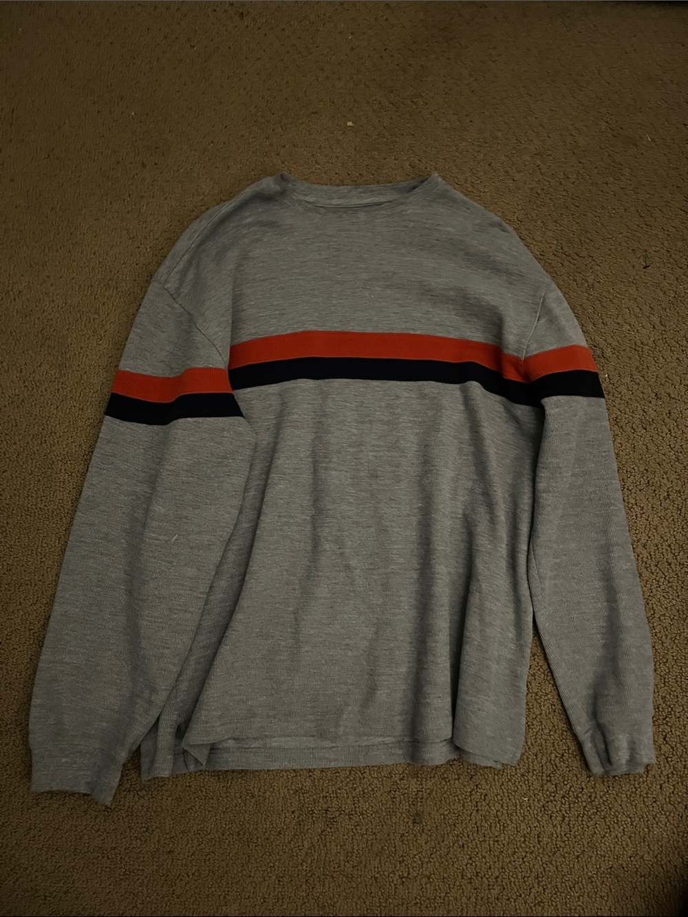 Route 66 Gray Crewneck with Orange and Black Chest Stripe